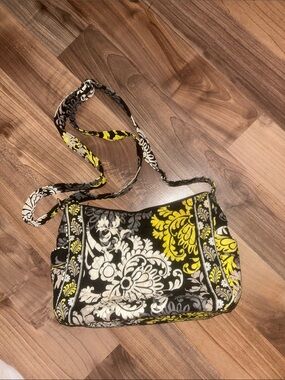 Vera Bradley Floral Quilted Crossbody Bag - Black, Yellow, White
